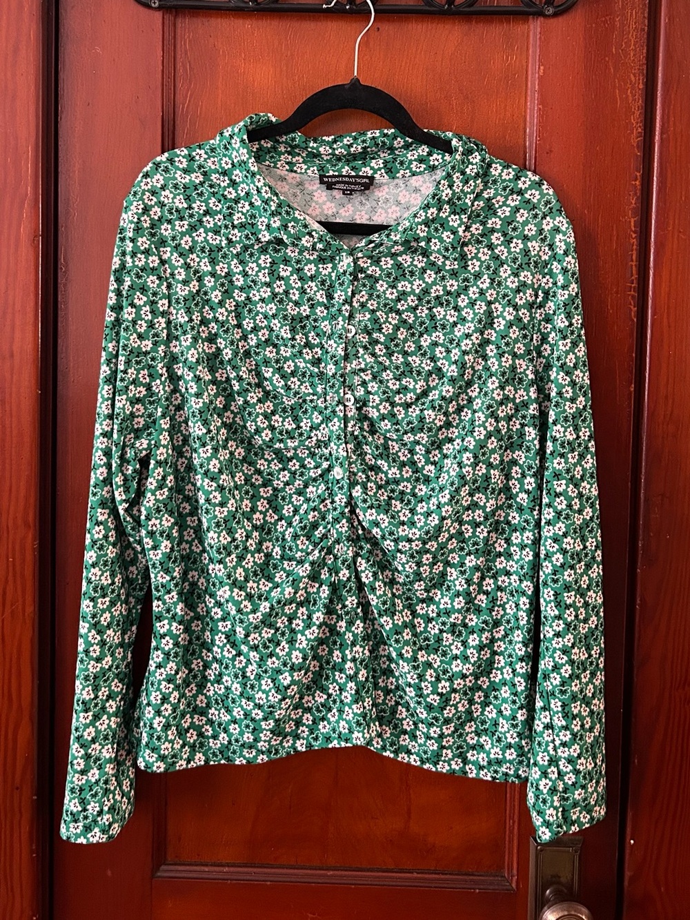 Green Floral Button-Front Shirt - Women's Button Down Top